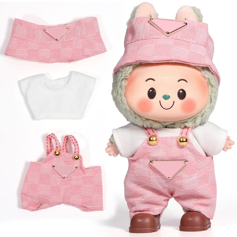 AICase for 17cm Doll Clothes/Outfit,Clothes Set for 17cm Doll,3 Piece Set Hat Clothing,Boys and Girls Stylish Adorable Dolls Clothes Accessories_Pink - Image 1